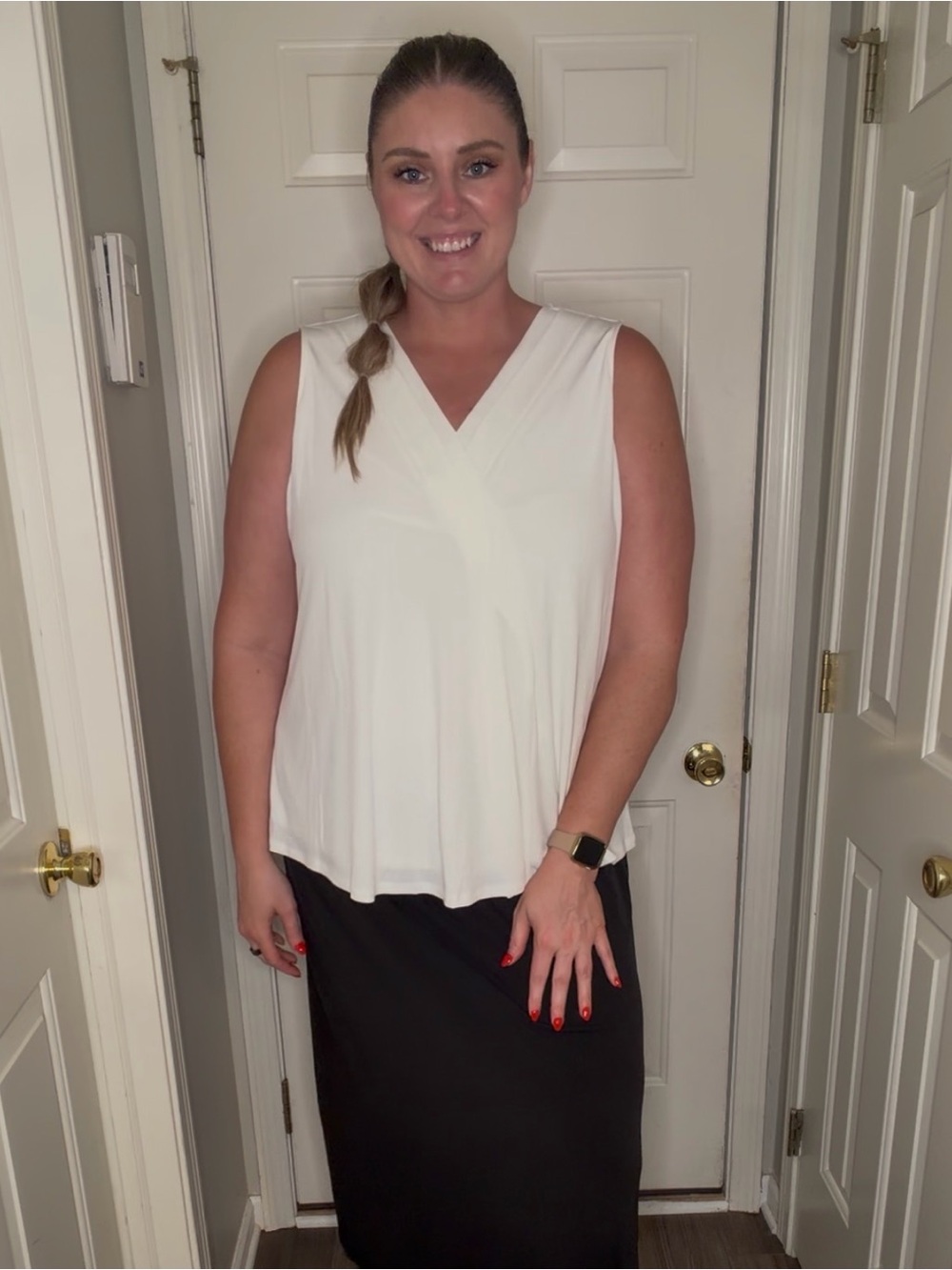 Lane Bryant Ivory V-Neck Sleeveless Top